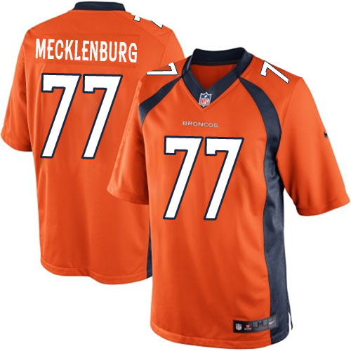Men's Limited Karl Mecklenburg Nike Jersey Orange Home - #77 NFL Denver Broncos
